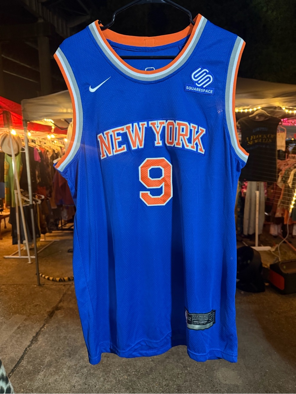 Nike Blue New York #9 Basketball Jersey with Orange & White Trim